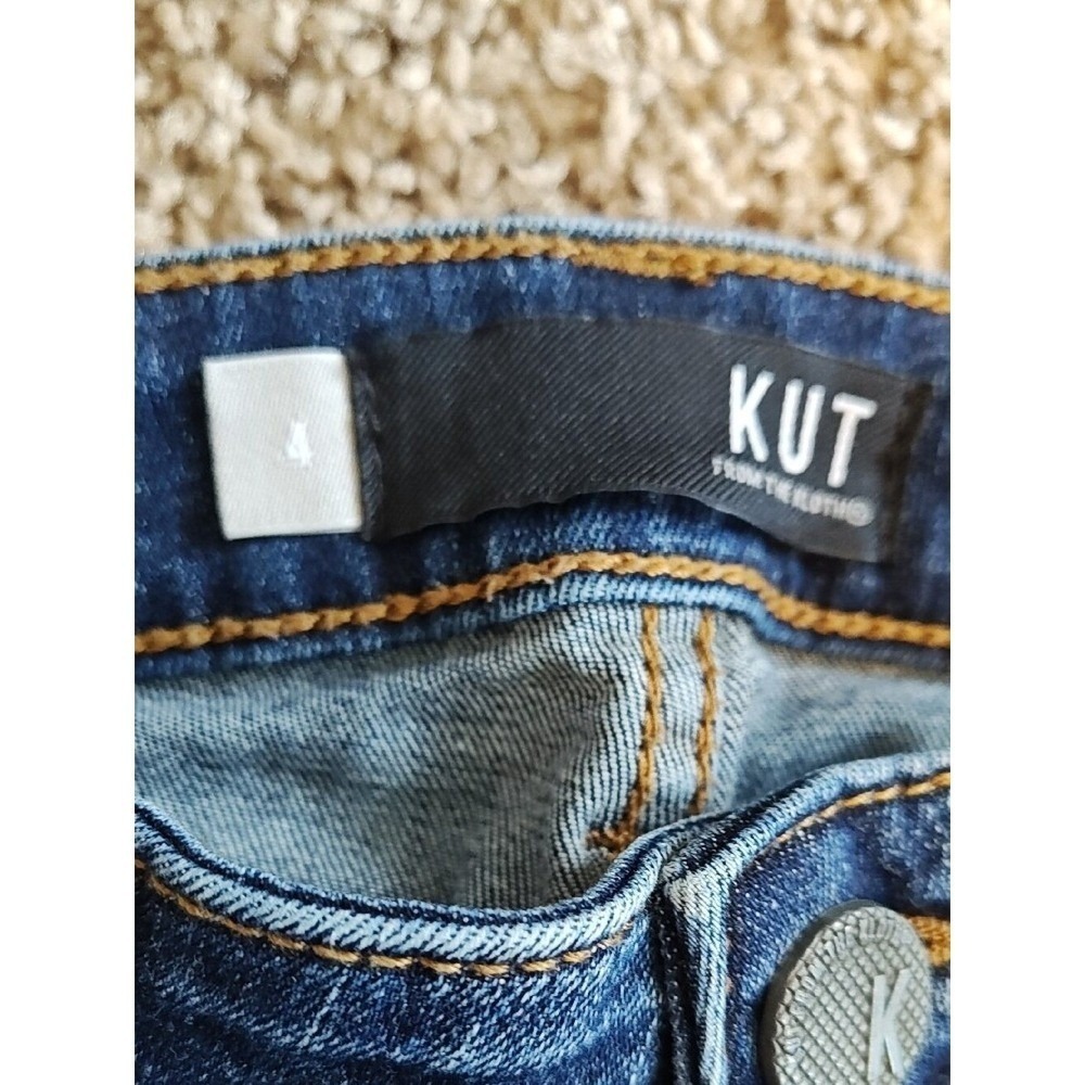 KUT from the Kloth Womens Size 4 Dark Wash Skinny Jeans Whiskered Stretch Denim - Picture 3 of 12